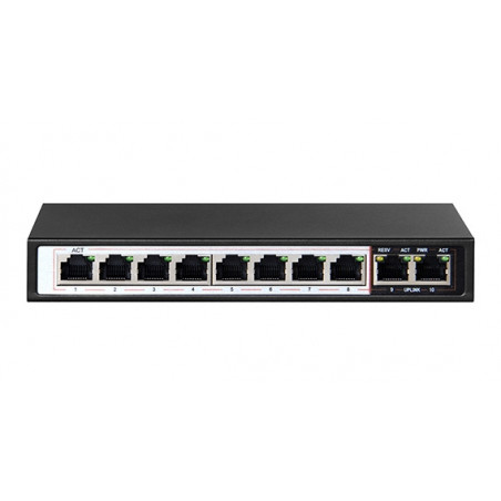 PoE Switch 8+2 CCTV do 250m