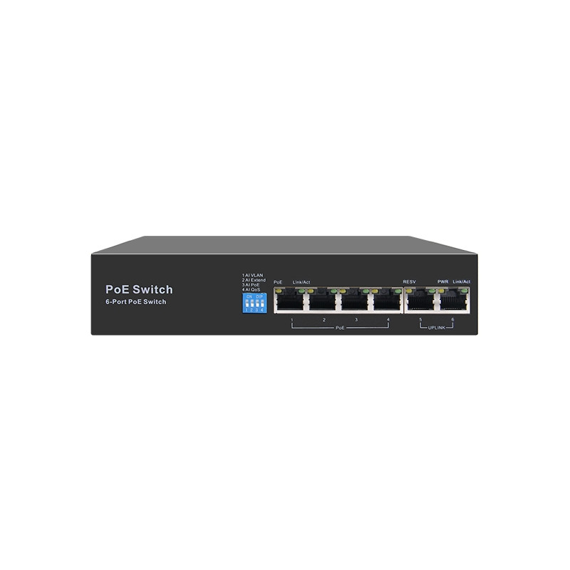 AI606 - CCTV PoE Switch 4+2 do 250m