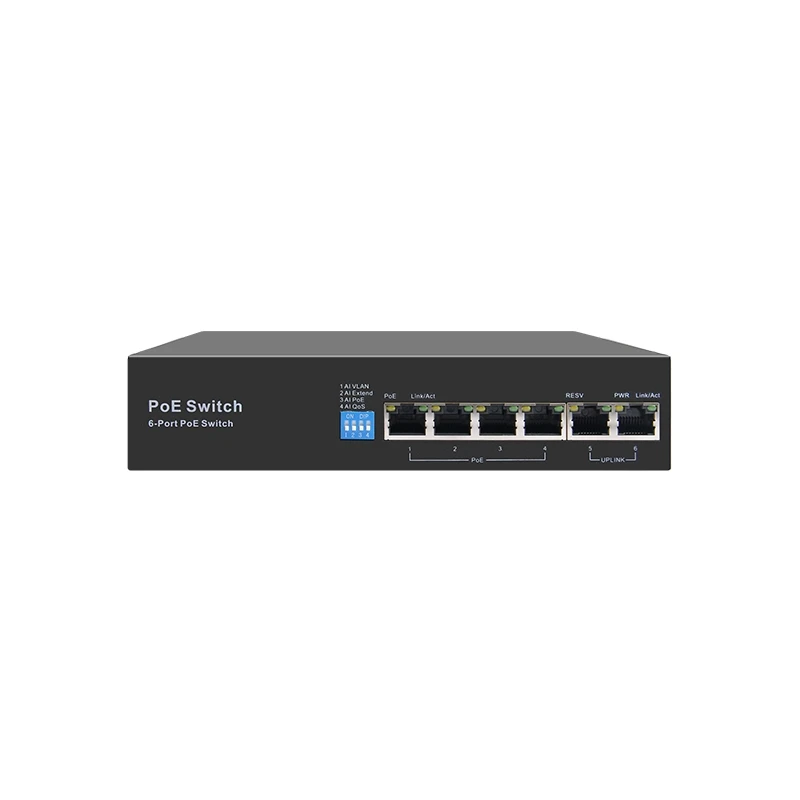 AI606 - CCTV PoE Switch 4+2 do 250m