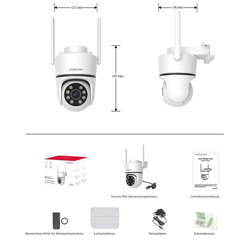 FOSCAM PD5 - 3K 5 MP Wi-Fi kamera (biela)