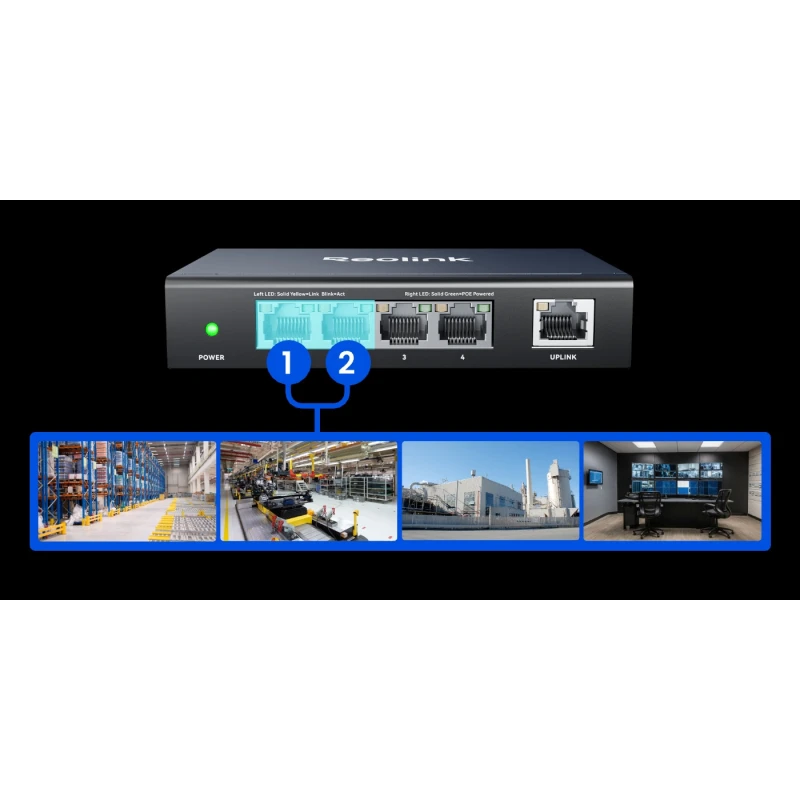 Reolink RLA-PS1E PoE Switch (63W) – 5-portový prepínač | SmartPro.sk