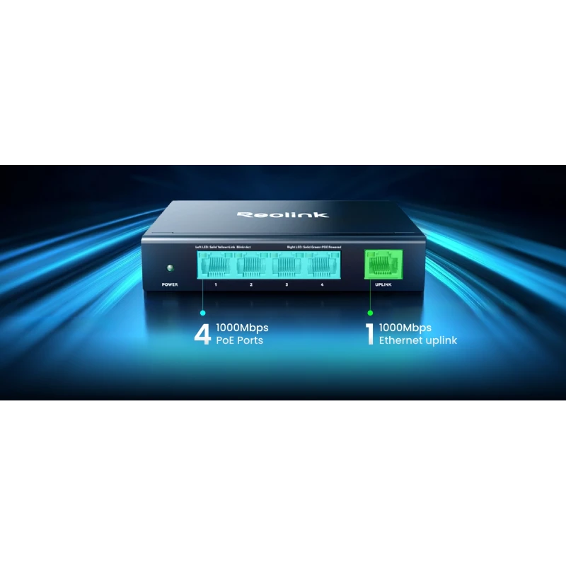 Reolink RLA-PS1E PoE Switch (63W) – 5-portový prepínač | SmartPro.sk