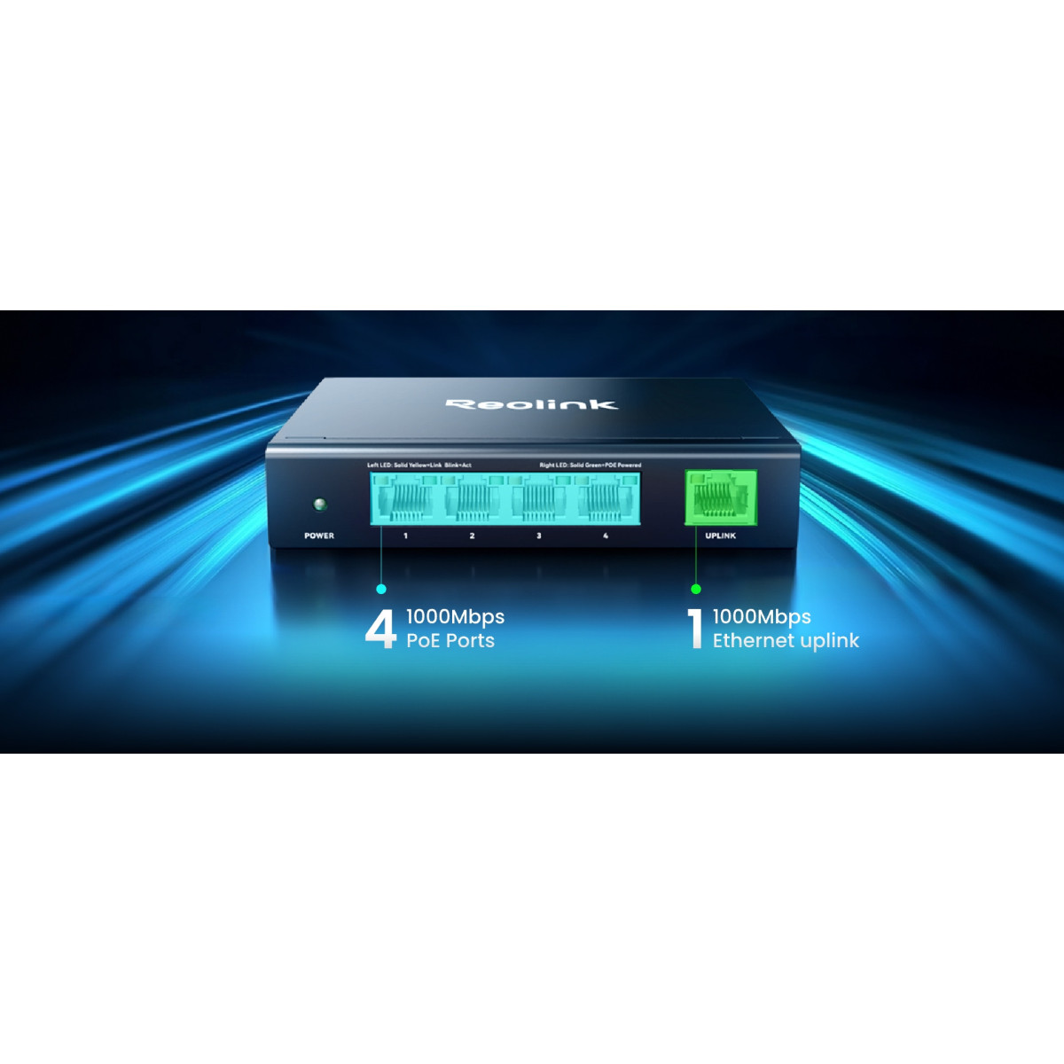 Reolink RLA-PS1E PoE Switch (63W) – 5-portový prepínač | SmartPro.sk